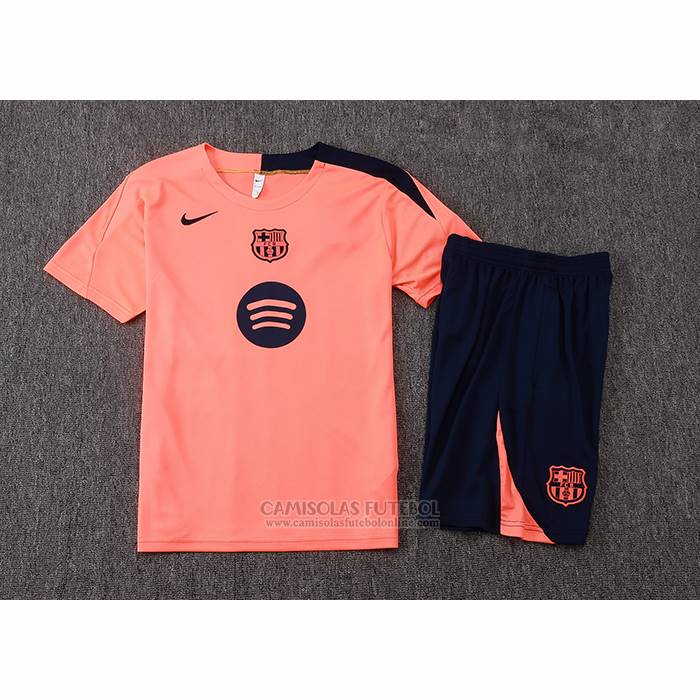 Fato de Treino Barcelona Manga Curta 2025-2026 Laranja - Calcas Curta